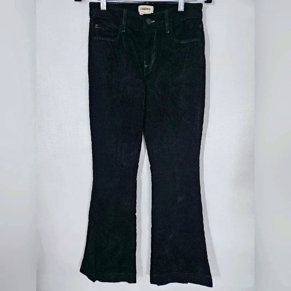 L'AGENCE Black Corduroy Flare Pants Size 25 High‎ Rise NWT